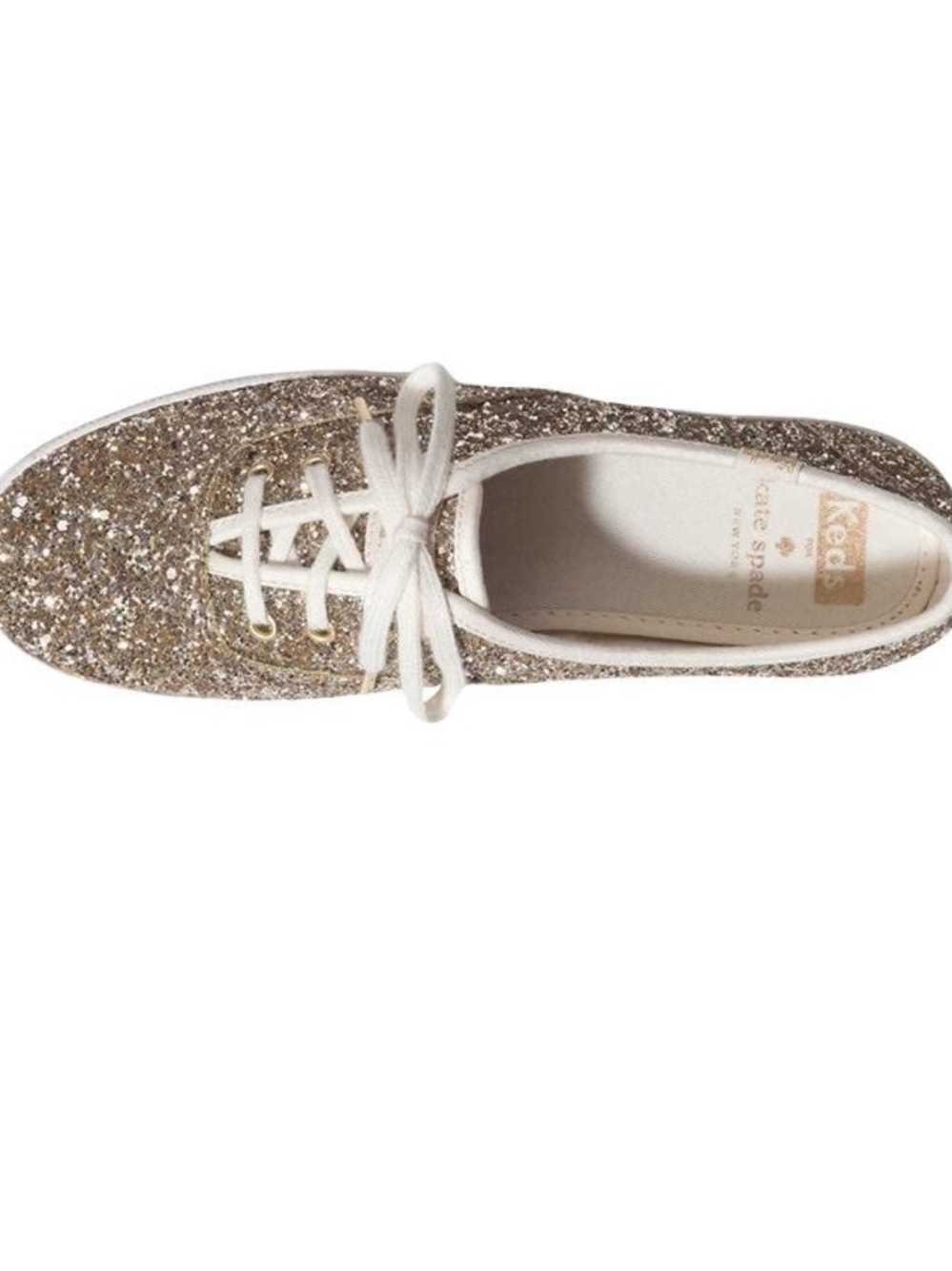 Kate Spade New York Glitter Lace-Up Sneaker in Gold
